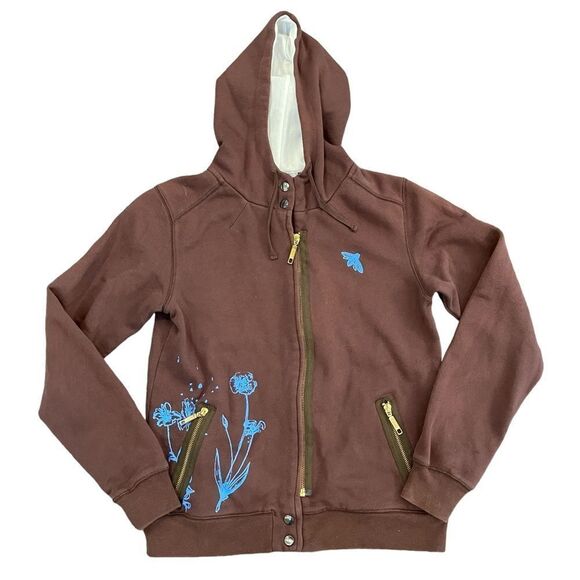 Bonfire Snowboarding Company Full Zip Brown Hoodie Women's S Exposed Zipper - Picture 1 of 11